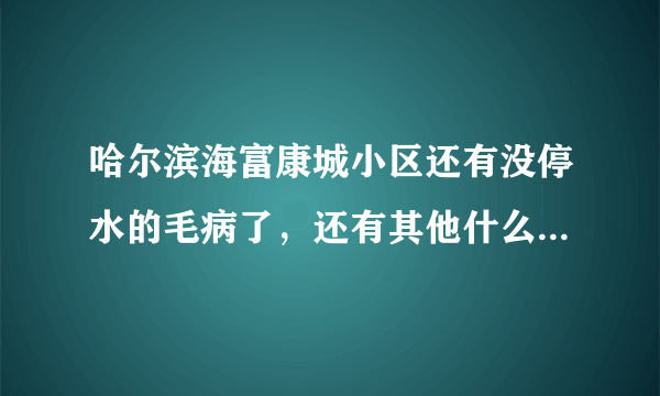 哈尔滨海富康城小区还有没停水的毛病了，还有其他什么毛病说一下，我想在那买房子