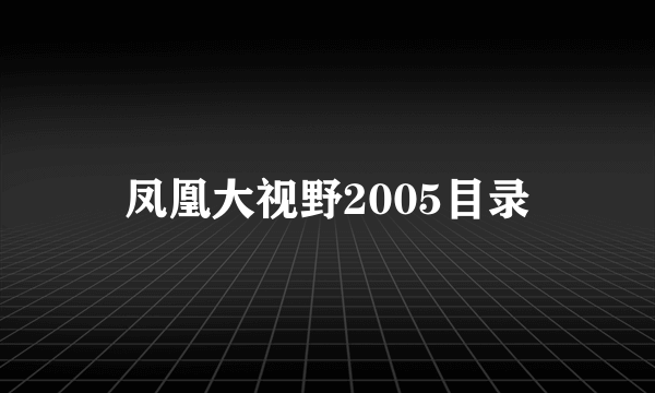 凤凰大视野2005目录