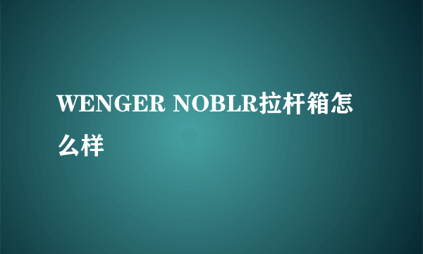 WENGER NOBLR拉杆箱怎么样