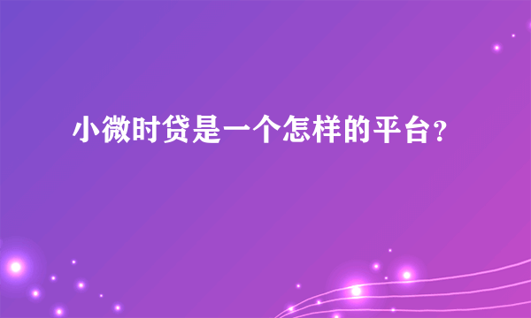 小微时贷是一个怎样的平台？