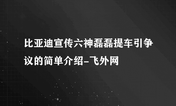 比亚迪宣传六神磊磊提车引争议的简单介绍-飞外网