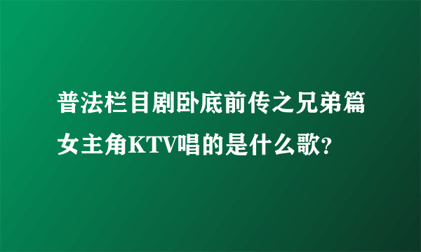 普法栏目剧卧底前传之兄弟篇女主角KTV唱的是什么歌？