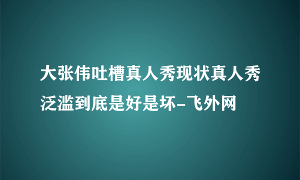 大张伟吐槽真人秀现状真人秀泛滥到底是好是坏-飞外网