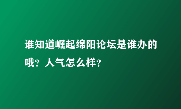 谁知道崛起绵阳论坛是谁办的哦？人气怎么样？