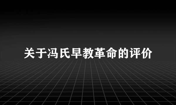 关于冯氏早教革命的评价