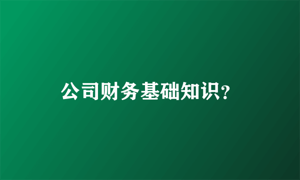 公司财务基础知识？