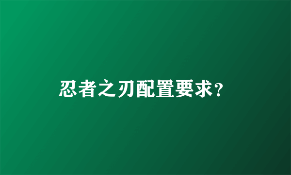 忍者之刃配置要求？