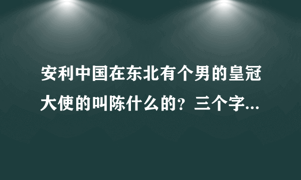 安利中国在东北有个男的皇冠大使的叫陈什么的？三个字，谁知道？