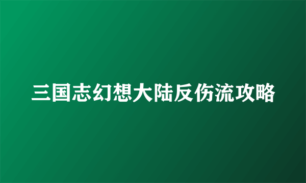 三国志幻想大陆反伤流攻略