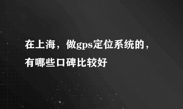 在上海，做gps定位系统的，有哪些口碑比较好