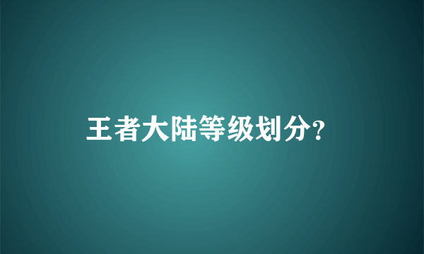 王者大陆等级划分？