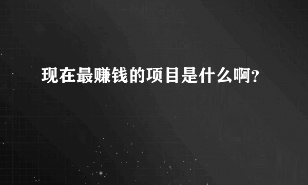 现在最赚钱的项目是什么啊？