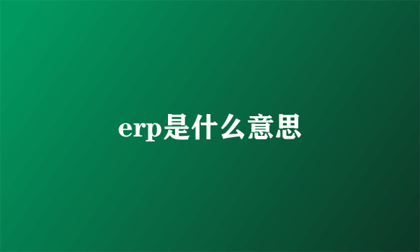 erp是什么意思