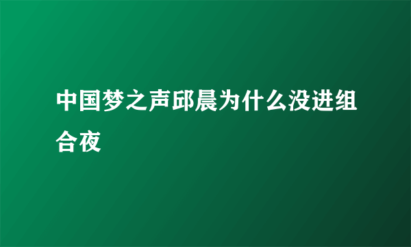 中国梦之声邱晨为什么没进组合夜