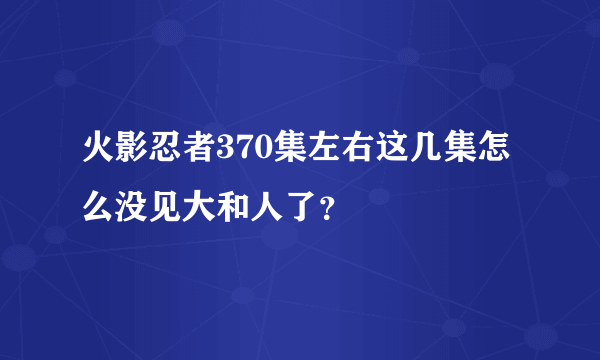 火影忍者370集左右这几集怎么没见大和人了？