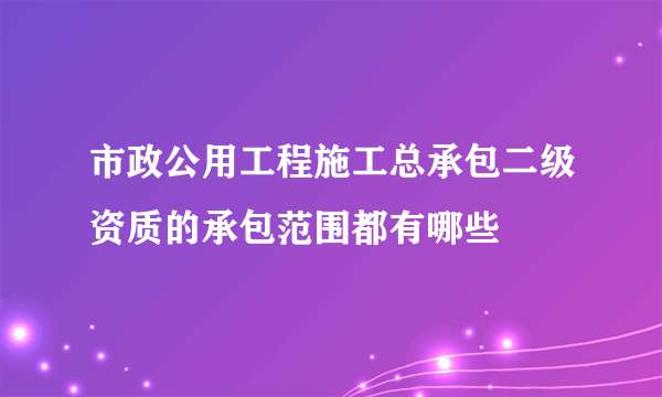 市政公用工程施工总承包二级资质的承包范围都有哪些