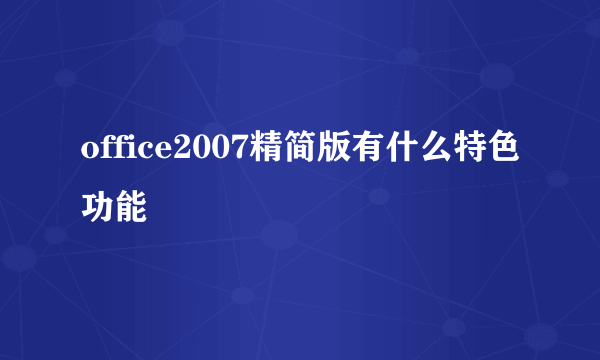 office2007精简版有什么特色功能