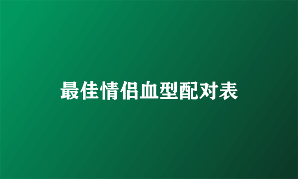 最佳情侣血型配对表