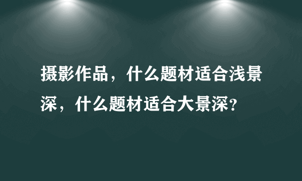 摄影作品，什么题材适合浅景深，什么题材适合大景深？