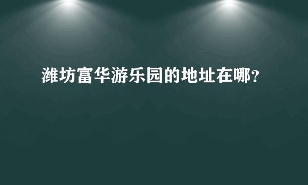 潍坊富华游乐园的地址在哪？