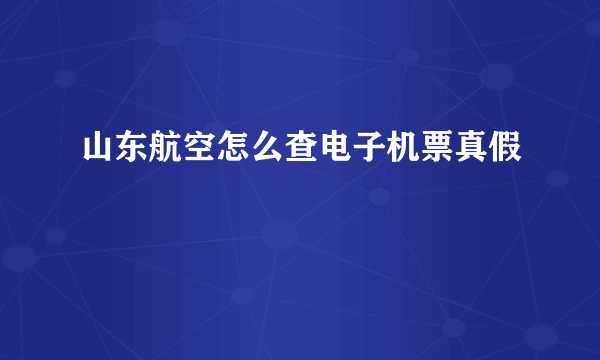 山东航空怎么查电子机票真假