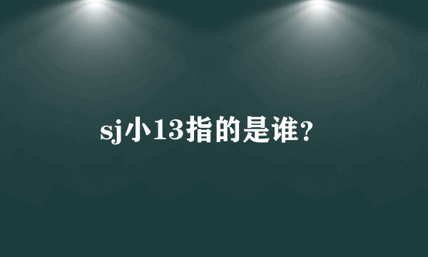 sj小13指的是谁？