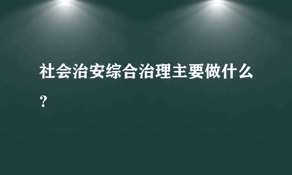 社会治安综合治理主要做什么？