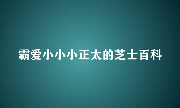 霸爱小小小正太的芝士百科