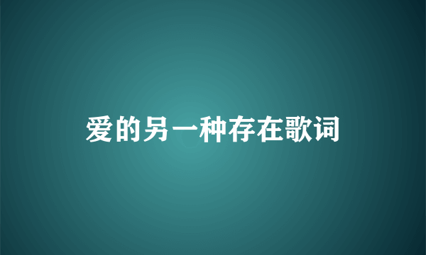 爱的另一种存在歌词