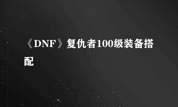 《DNF》复仇者100级装备搭配