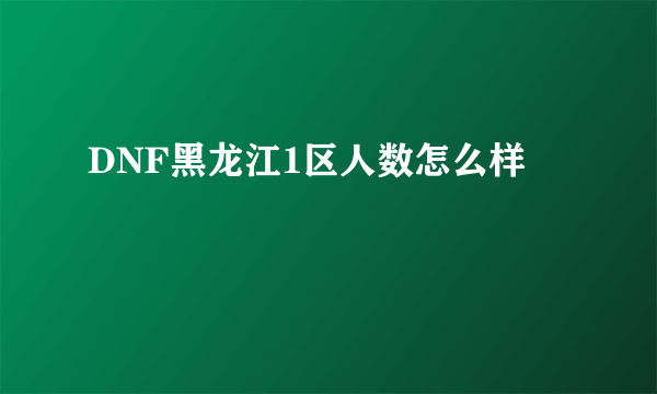 DNF黑龙江1区人数怎么样