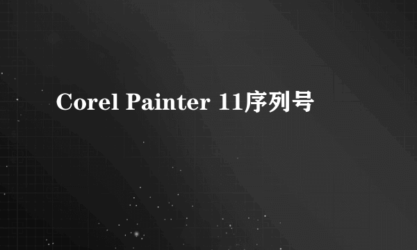 Corel Painter 11序列号