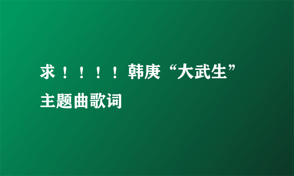 求 ！！！！韩庚“大武生”主题曲歌词