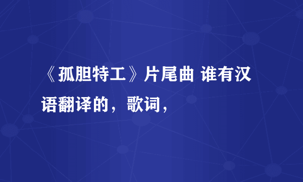 《孤胆特工》片尾曲 谁有汉语翻译的，歌词，