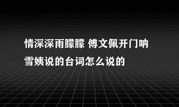 情深深雨朦朦 傅文佩开门呐 雪姨说的台词怎么说的