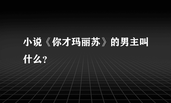 小说《你才玛丽苏》的男主叫什么？