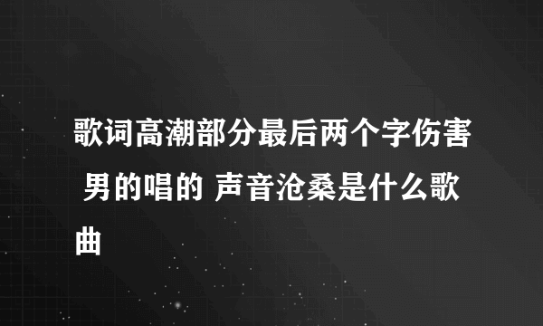 歌词高潮部分最后两个字伤害 男的唱的 声音沧桑是什么歌曲