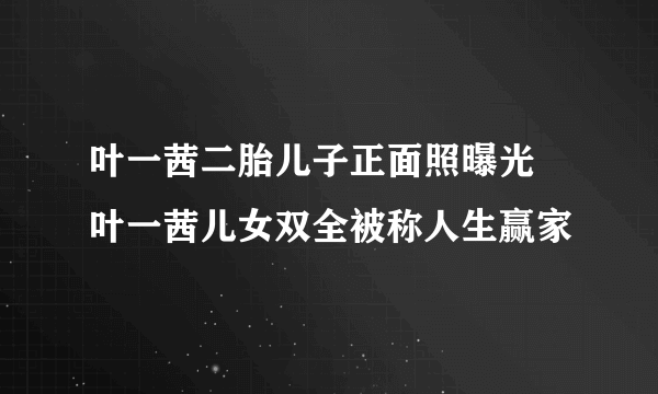 叶一茜二胎儿子正面照曝光  叶一茜儿女双全被称人生赢家