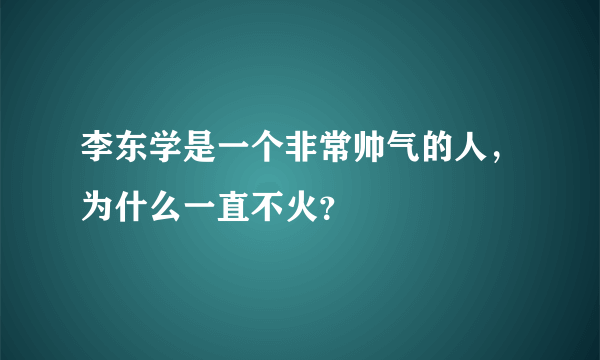 李东学是一个非常帅气的人，为什么一直不火？