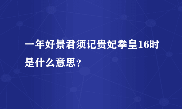 一年好景君须记贵妃拳皇16时是什么意思？