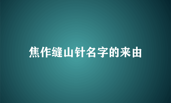 焦作缝山针名字的来由