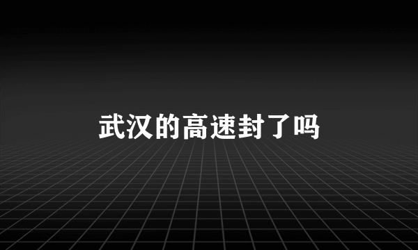 武汉的高速封了吗