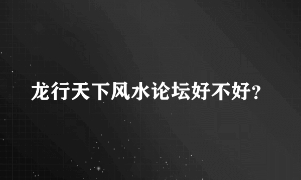 龙行天下风水论坛好不好？