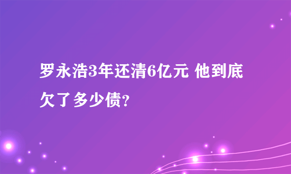 罗永浩3年还清6亿元 他到底欠了多少债？