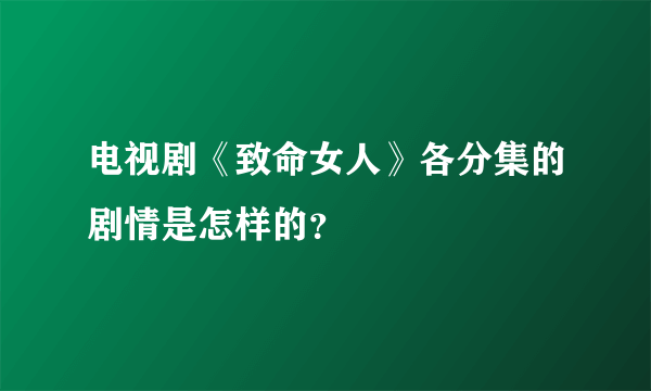 电视剧《致命女人》各分集的剧情是怎样的？