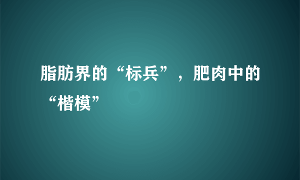 脂肪界的“标兵”，肥肉中的“楷模”