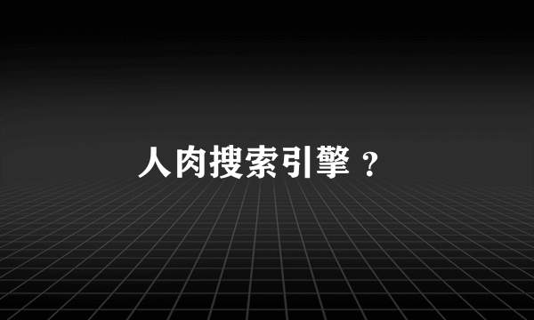 人肉搜索引擎 ？