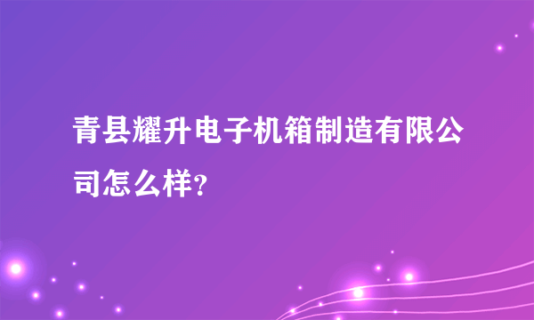 青县耀升电子机箱制造有限公司怎么样？