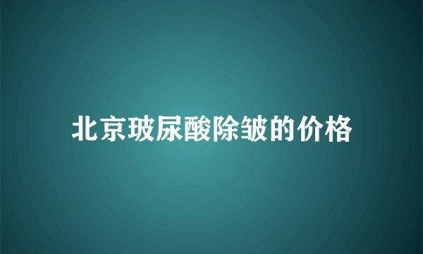 北京玻尿酸除皱的价格