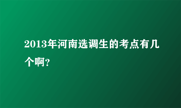 2013年河南选调生的考点有几个啊？